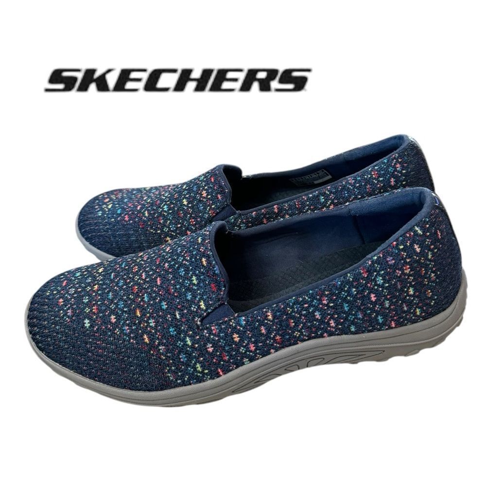 Skechers Women's Reggae Fest Wicker Navy Slip-on Sneakers 8